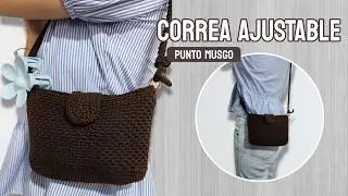 Bolso crochet elegante y práctico 🤎 ✨ | Punto musgo + correa ajustable