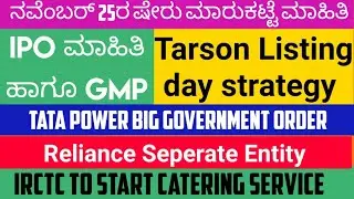 Share Market Latest News|Go Fashion Allotment|Tarson Listing|Reliance|IRCTC| TATA Power |Latent View