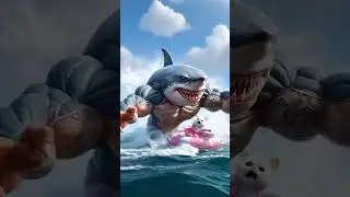A cat and his son are stuck on a boat. This won't end well... 🐱🛶🦈