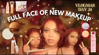vlogmas day 24 🎄✨ || full face of new makeup 🎨, danessa myricks, one size, tarte , & more 💒✨