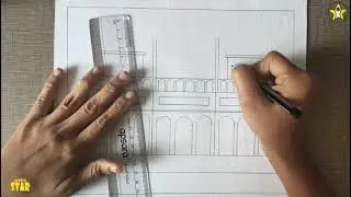 Easy Red Fort Drawing || Step by step Red Fort Sketch || Monuments of India Drawing