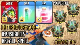 POWERFUL! 22 INFERNO DRAGONS ATTACK TH17 WITH 11 INVISIBILITY SPELL & RECALL SPELL (Clash Of Clans).