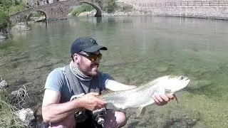 Pescando truchones a ninfa vista en embalse ---- Nymhp fishing trout
