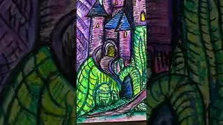 Fantasy Castle Artwork, Reveal/ Oil Pastel