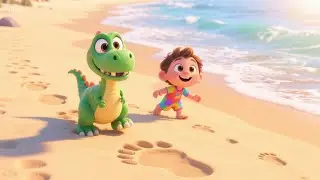 Friendly Dinosaur at the Beach | Fun Dinosaur Song for Kids | Beach Adventure Rhyme