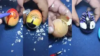 Satisfying Raw Egg Peeling & Name Writing Art | Relax and ASMR