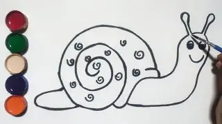 Easy snail drawing - how to draw and colour snail // colouring and painting,      kids art