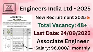 EIL Recruitment 2025🔥 Engineers India Limited Associate Engineer Vacancy | EIL Detailed Notification