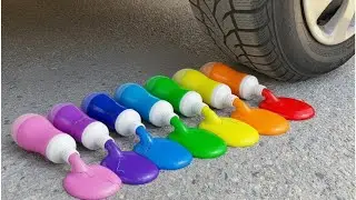 Crushing Experiments Video! &Car vs Crunchy Color Giant Sodas Balloons Bottles & Soft Things By Car
