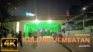 Night Walking Through Under The Sudirman bridge Street Dukuh Atas