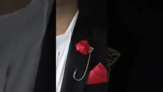 Red Rose Flower Golden Brooch for Men