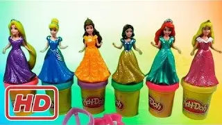 6 Disney Princess MagiClip Collection Tiana Rapunzel Cinderella Magic-Clip Play-Doh-Plus Sparkle #2