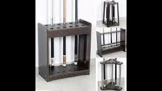 Wooden Billiard Cue Rack Display Stand For Home Indoor Fishing Rod Golf Clubs Storage Bracket Cabi