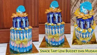 Tutorial Kue Ultah dari Snack || Snack Tart Hemat dan Mudah Modal 30k warna Biru
