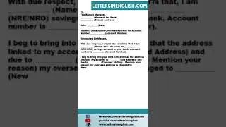 Letter to Bank for Update Overseas Address in Account