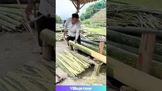 This Bamboo Peeling ASMR is So SATISFYING! 🤤🔪 Green to Yellow Magic! #oddlysatisfying #asmr #bamboo