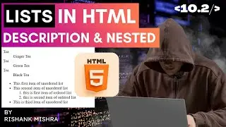 HTML: Lists in HTML in Hindi  ||  HTML Tutorials  #10.2 || #Lists #DescriptionLists #NestedLists