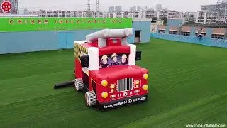 Maison de rebond de camion de pompier avec toboggan combo gonflable sam pompier T2-3505