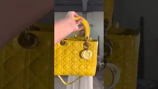 Dior Yellow Cannage Python Leather Medium Lady Dior Tote Review | Luxury Handbag Unboxing  #shorts