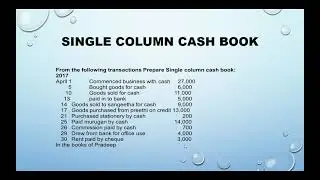 Single column cash book sums first year bcom and bcom cs