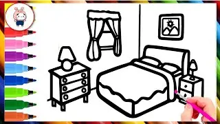 How to draw cute bedroom and glitter color for kids_Coloring Tips for Toddlers & Kids