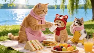 😸🌟MAMA CAT HAVING PICNIC WITH DODO CAT AND MOMO CAT 💫😽 | AI ANIMATION 🌛