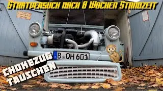 Trabant 601: Motorstart nach 8 Wochen Standzeit und fast leerer Batterie/ Choke Bowdenzug wechseln
