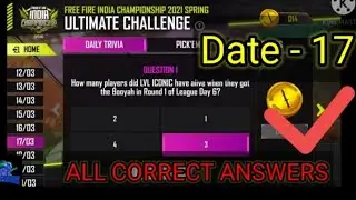 ALL CORRECT ANSWERS OF ULTIMATE CHALLENGE . FREE FIRE.. 😏😏😏🤯🤯🤯💀💀