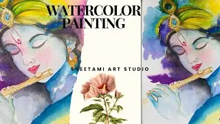 Krishna artwork watercolor painting by artist Sheetami #art #trending #drawing #viralvideo #painting