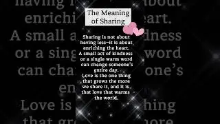 The Meaning of Sharing  #gentleadvice