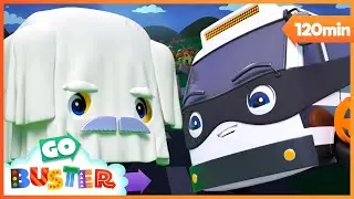 Naughty Bandit Halloween Costume Mix Up | Go Buster Halloween Cartoons | Moonbug Halloween for Kids