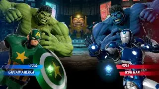 Hulk & Captain America Vs Hulk & IronMan [Very Hard] AI MarvelCapcom