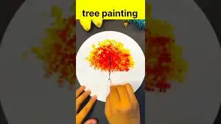 Easy tree painting using earbuds #shorts #viral