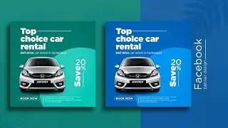 Face Book Car rental Poster Design in Photoshop Free Tutorials | Pramotion Poster Making In Telugu