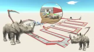 ESCAPE FROM ALIEN RHINOCEROS! 🦏💀 DEADLY HORN!  - Animal Revolt Battle Simulator