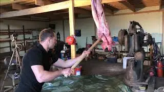 test cutting with a Dane axe and sword