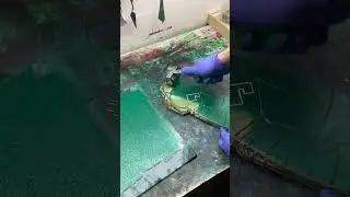 Printmaking, rolling ink on woodblocks #art #asmr #printmakingprocess