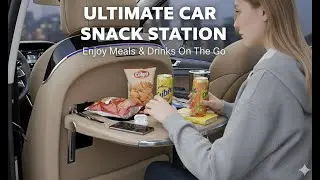 HWHongRV Car Seat Folding Table | Eat, Work & Relax Anywhere | With Cup Holder & Wireless Charger