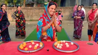 Fastest Color Swap Challenge | Ping Pong Ball | Village Girls Game | Zillu Food Game