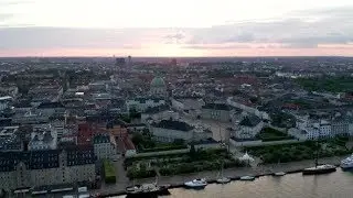 Aerial view of Amalienborg Castle, Denmark at sunset | Stock Footage - Videohive
