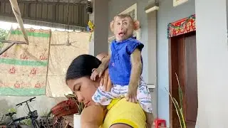 Big Boy DAM Sitting On Mom's Shoulder Accompany Dry Cloths