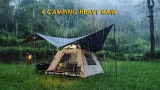 Super Long Heavy Rain with Thunderstorm‼️ 4 Days Camping in Heavy Rain with Thunderstorms‼️