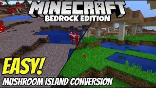 Minecraft Bedrock How To Transform Mushroom islands! Super Simple!