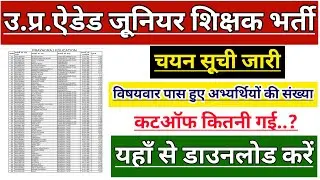 UP AIDED JUNIOR SHIKSHAK BHARTI MERIT LIST जारी | UP JUNIOR AIDED TEACHER VACANCY FINAL CUT OFF NEWS