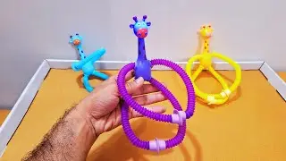 Unboxing and Review of Telescopic Suction Cup Giraffe Toy, LED Telescopic Pipe with Suction Cup