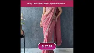 Fancy Thread Work With Sequence Work Georgette Saree