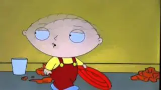 The Family guy stewie throws frisbee at crazy stairs
