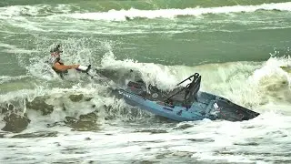 Kayaker vs Nature BIG WAVES HIGH WIND SURF TEST vibe shearwater 125