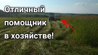Сенокос минитрактором DongFeng 244 полный цикл от покоса до тюкования!