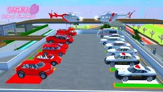 POLICE 🚓 & RED CARS &hearts;️ COLLECTION Near Sakura Car Shop 😱🤯 | Sakura School Simulator 🚗🚒🚑🔥